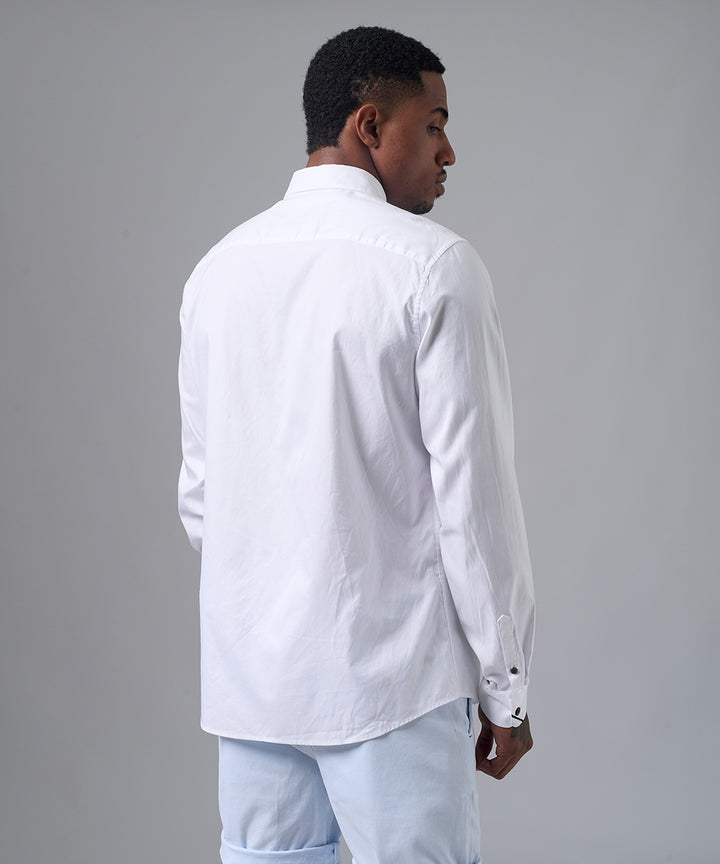 CAMISA MANGA LARGA CASUAL OXFORD CLASSIC FIT BLANCO PV25