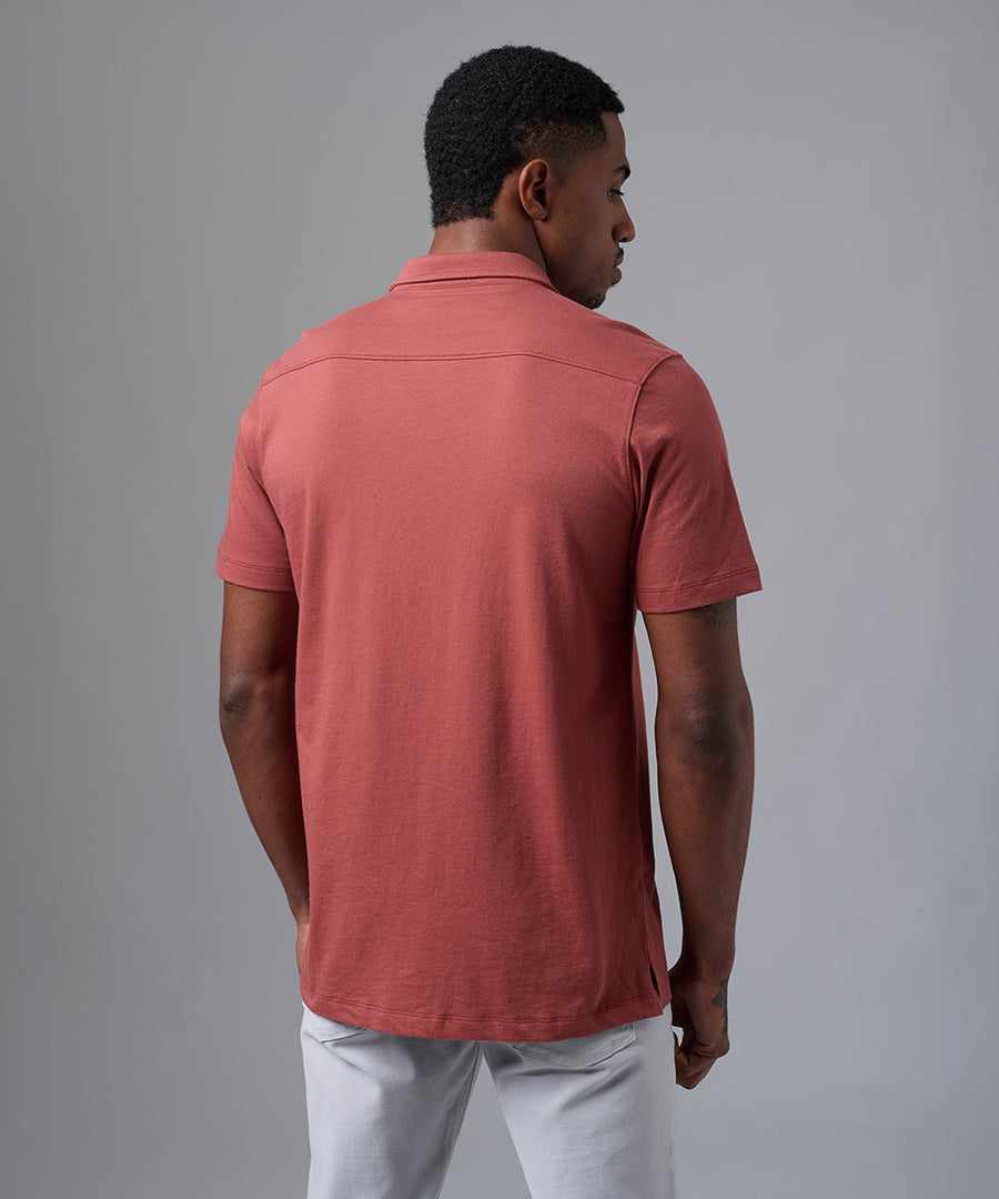 POLO MANGA CORTA JERSEY CUELLO CAMISERO TERRACOTA PV25