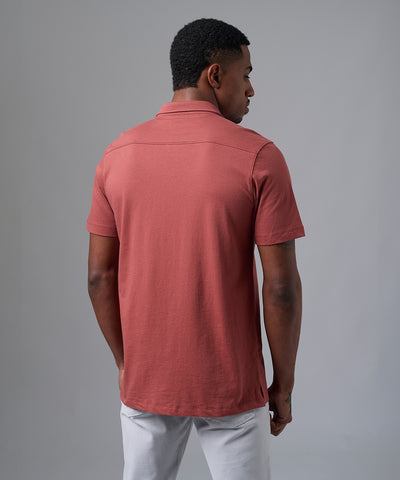 POLO MANGA CORTA JERSEY CUELLO CAMISERO TERRACOTA PV25