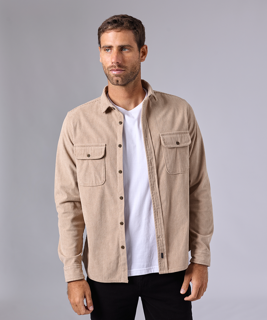 CAMISA MANGA LARGA CORDUROY CLASSIC FIT BEIGE OI24