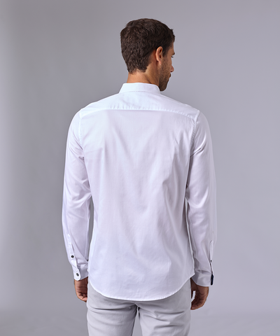 CAMISA MANGA LARGA CUELLO PUNTA REDONDEADO CLASSIC FIT BLANCO OI24