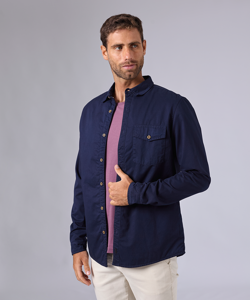 CAMISA MANGA LARGA SOBRECAMISA CLASSIC FIT AZUL MARINO OI24