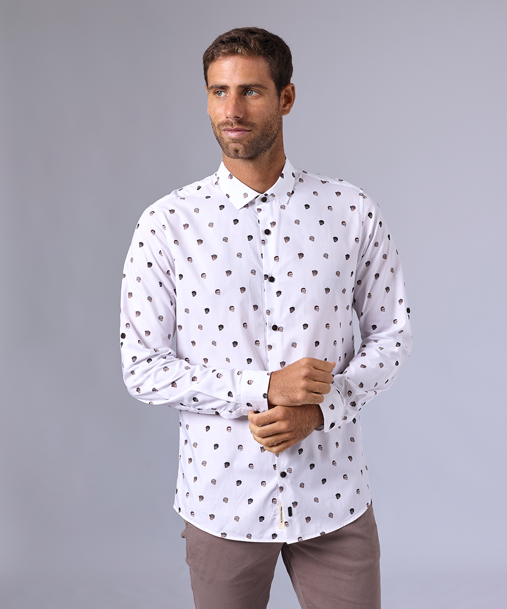 CAMISA MANGA LARGA UNION CLASSIC FIT BLANCO ESTAMPADO OI24