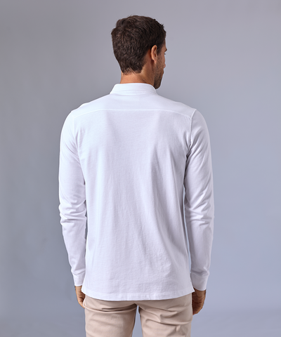 POLO MANGA LARGA JERSEY CUELLO CAMISERO BLANCO OI24