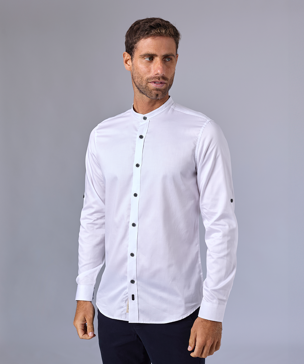 CAMISA MANGA LARGA CUELLO NERU ROLL UP SLIM FIT BLANCO OI24