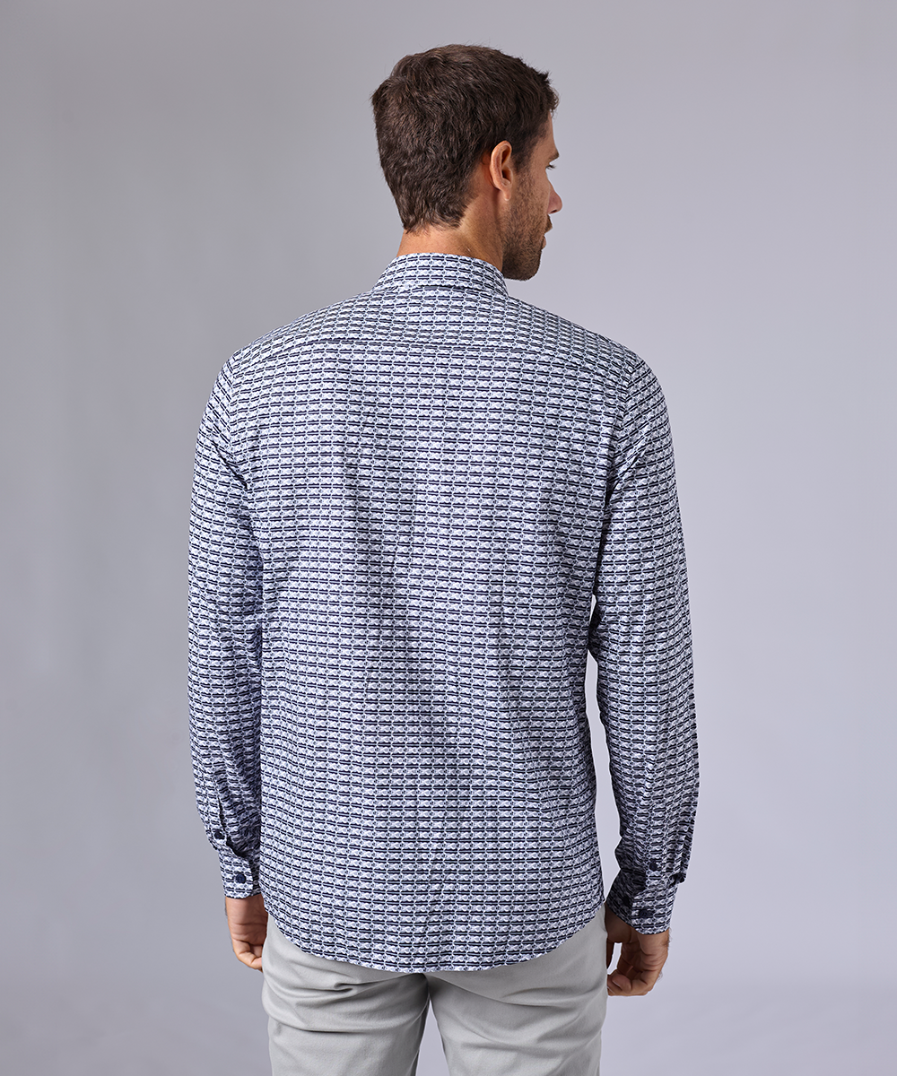 CAMISA MANGA LARGA VINCULO CLASSIC FIT AZUL ESTAMPADO OI24