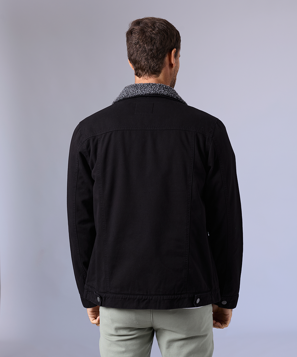 CASACA DENIM SOBRETEÑIDO CON SHERPA NEGRO OI24