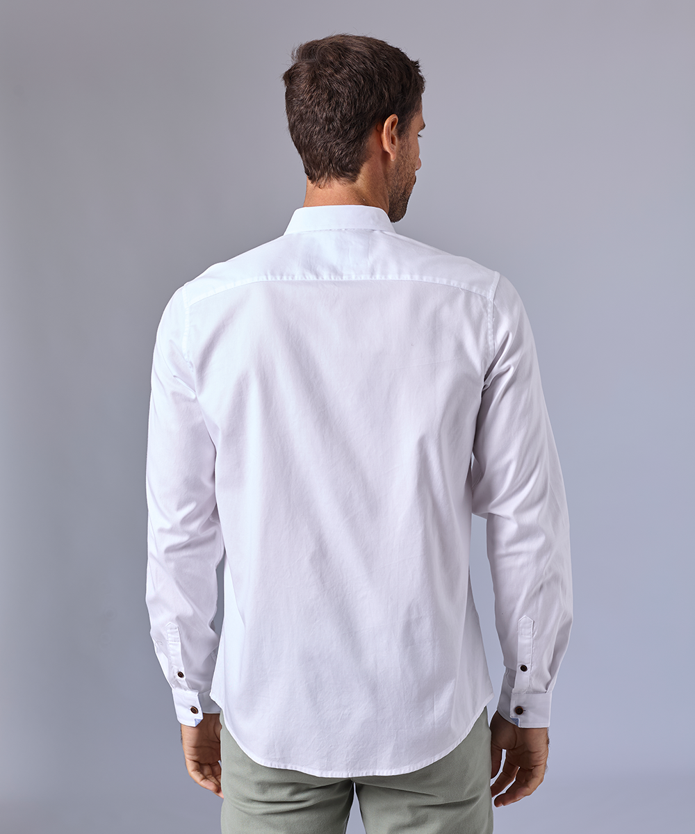 CAMISA MANGA LARGA OXFORD CUELLO SPREAD CLASSIC FIT BLANCO OI24