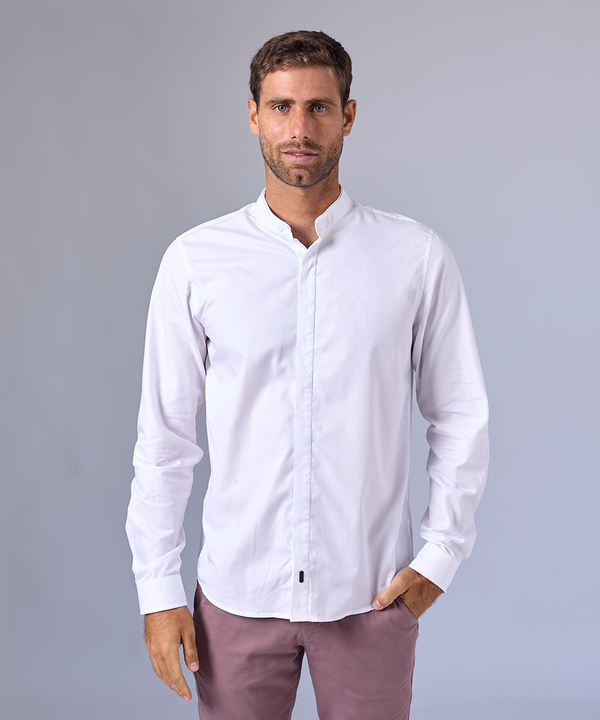 CAMISA MANGA LARGA CUELLO NERU DESMONTABLE CLASSIC FIT BLANCO C OI24