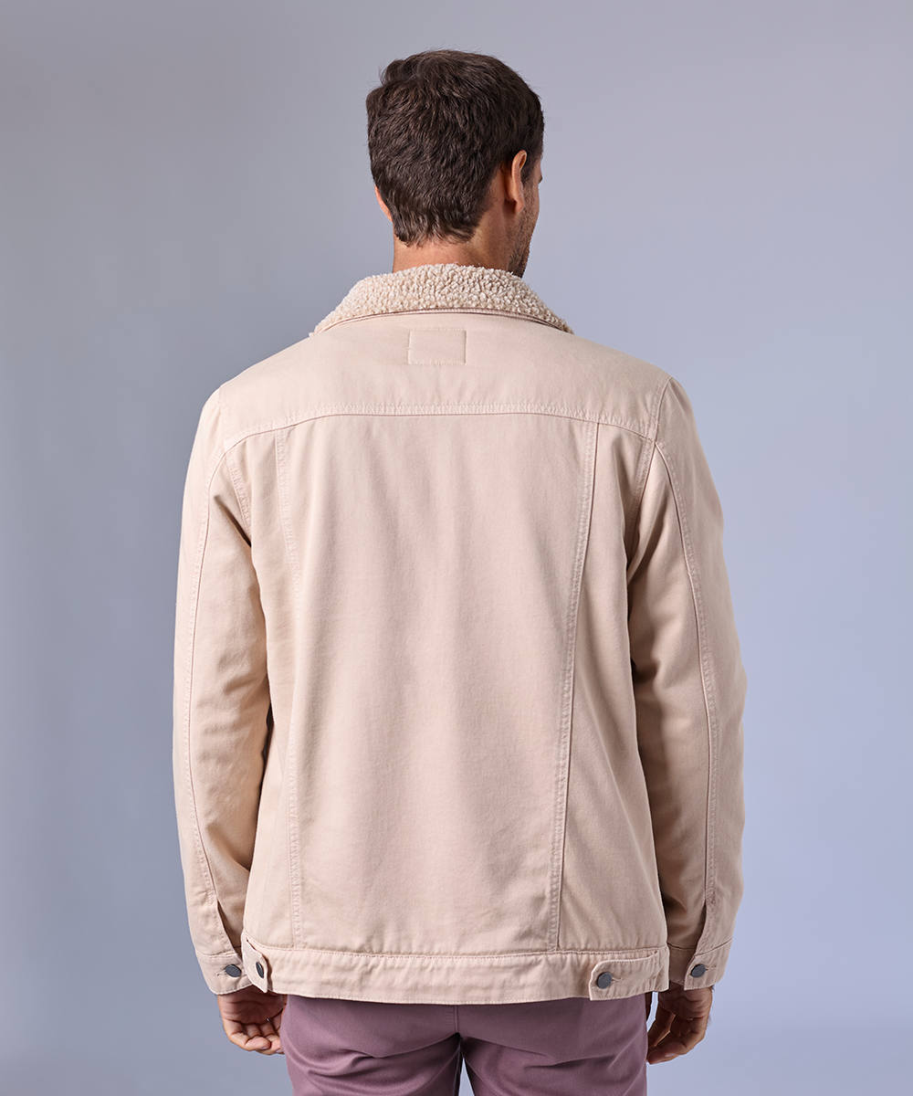 CASACA DENIM SOBRETEÑIDO CON SHERPA BEIGE OI24