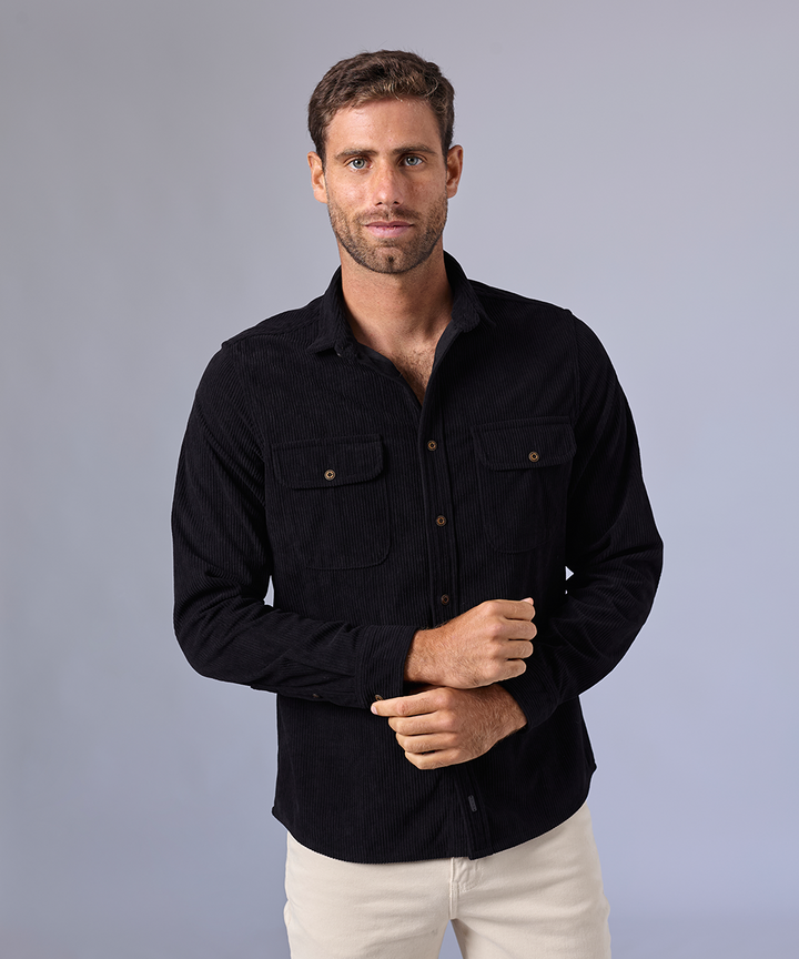 CAMISA MANGA LARGA CORDUROY CLASSIC FIT NEGRO OI24