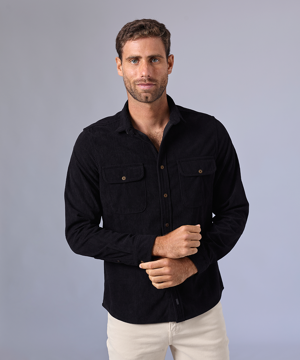 CAMISA MANGA LARGA CORDUROY CLASSIC FIT NEGRO OI24