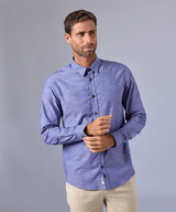 CAMISA MANGA LARGA CUELLO BUTTON DOWN OCULTO CLASSIC FIT AZUL OI24