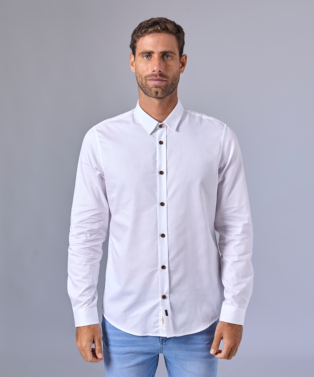 CAMISA MANGA LARGA CUELLO BUTTON DOWN OCULTO CLASSIC FIT BLANCO C OI24