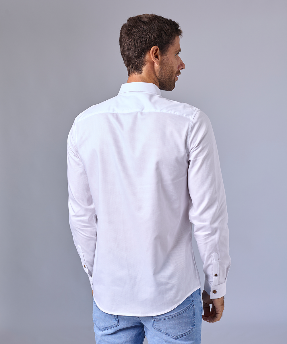 CAMISA MANGA LARGA CUELLO BUTTON DOWN OCULTO CLASSIC FIT BLANCO C OI24