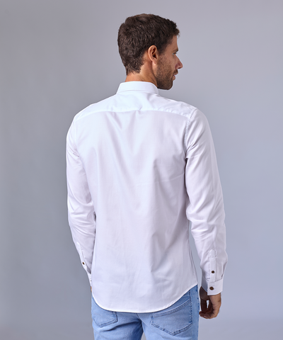 CAMISA MANGA LARGA CUELLO BUTTON DOWN OCULTO CLASSIC FIT BLANCO C OI24