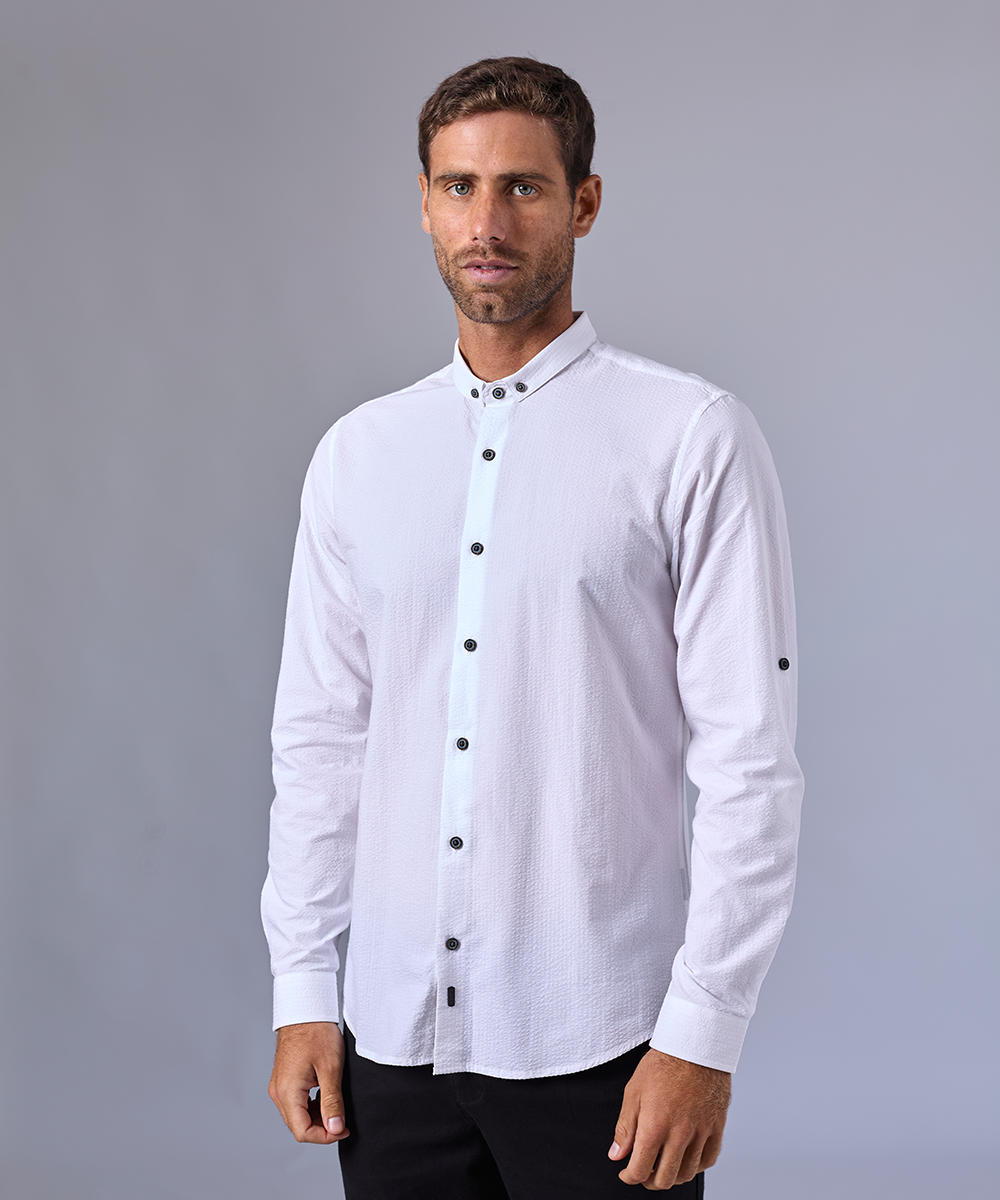 CAMISA MANGA LARGA MICRO BUTTON DOWN CLASSIC FIT BLANCO OI24