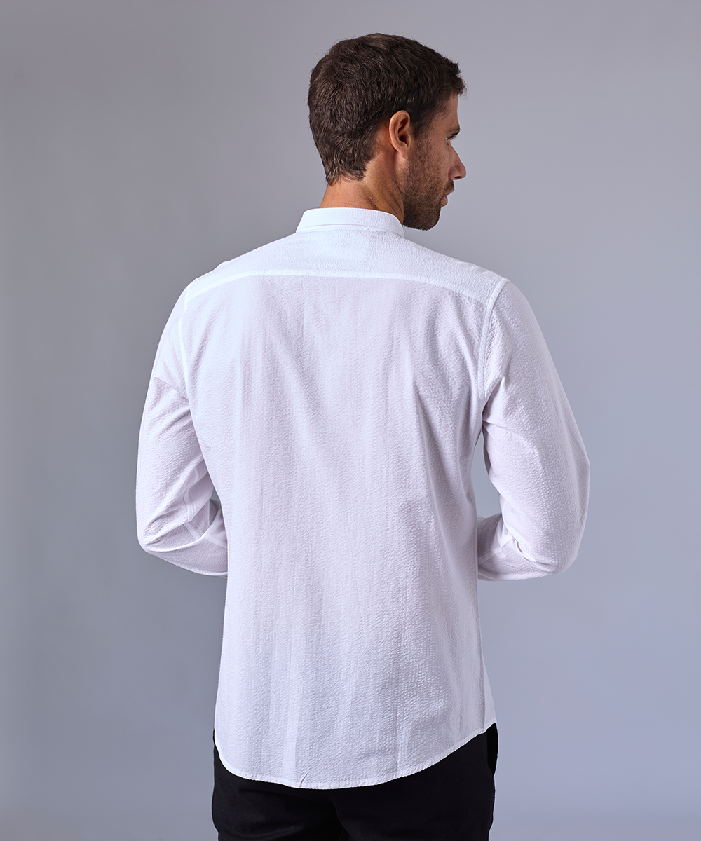 CAMISA MANGA LARGA MICRO BUTTON DOWN CLASSIC FIT BLANCO OI24