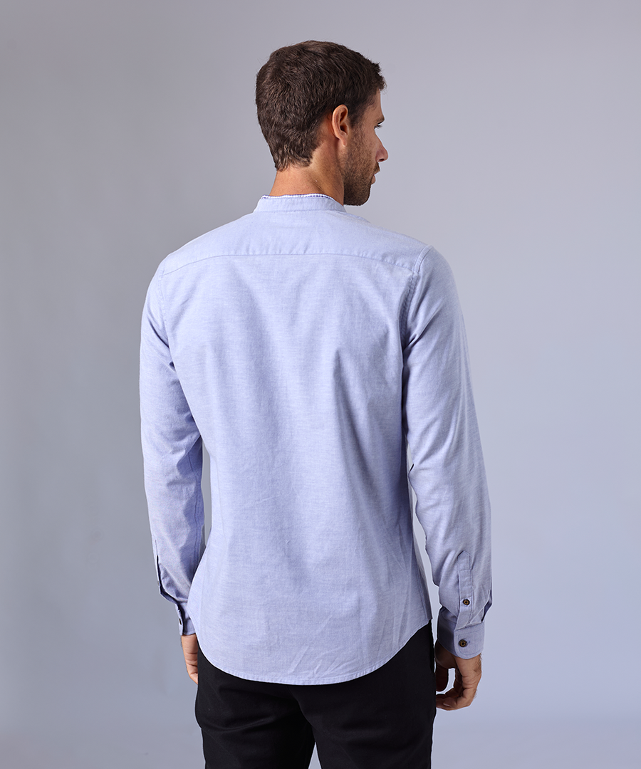 CAMISA MANGA LARGA CUELLO NERU DESMONTABLE CLASSIC FIT AZUL OI24