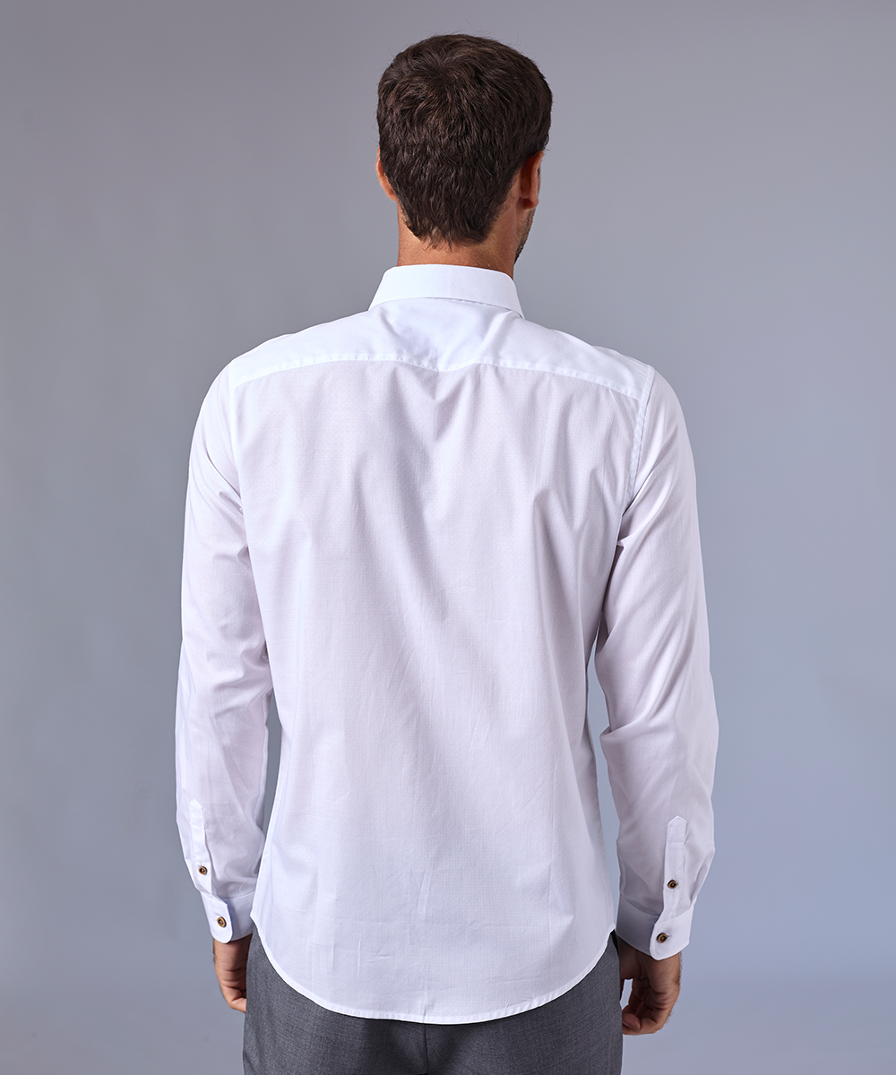 CAMISA MANGA LARGA PECHERA OJAL CLASSIC FIT BLANCO C OI24