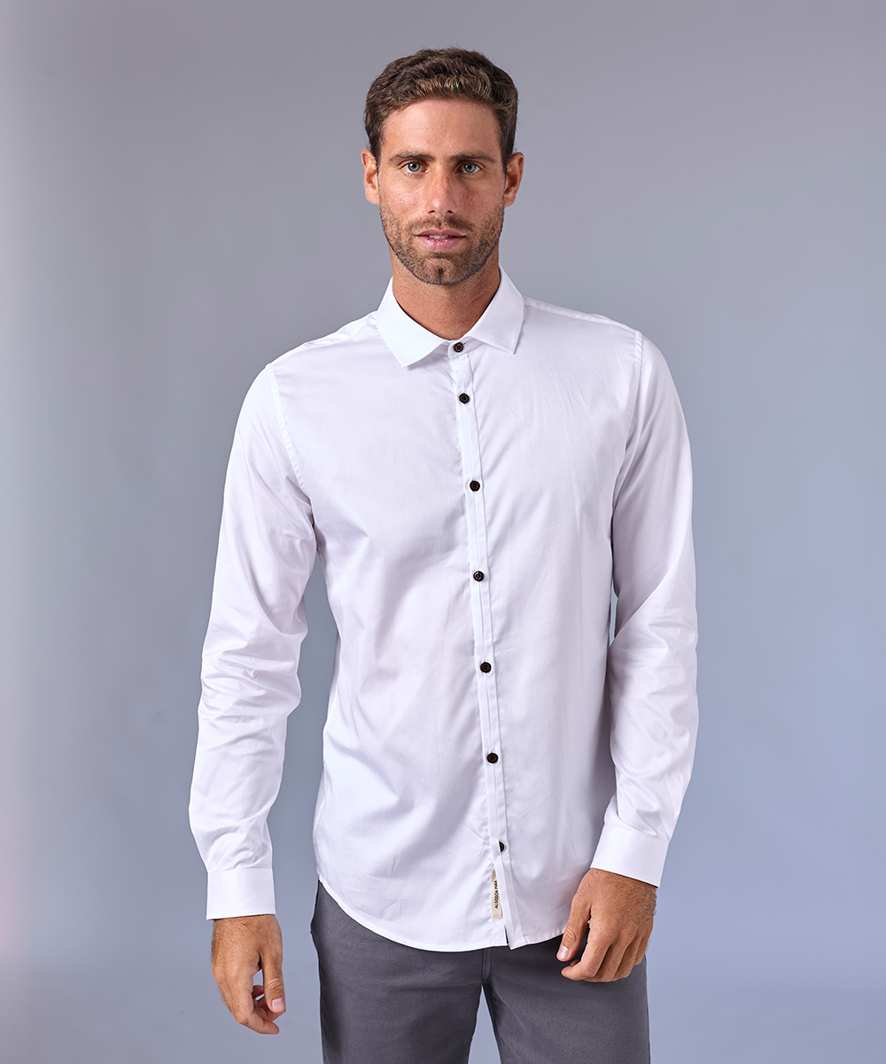 CAMISA MANGA LARGA PECHERA OJAL SLIM FIT BLANCO C OI24