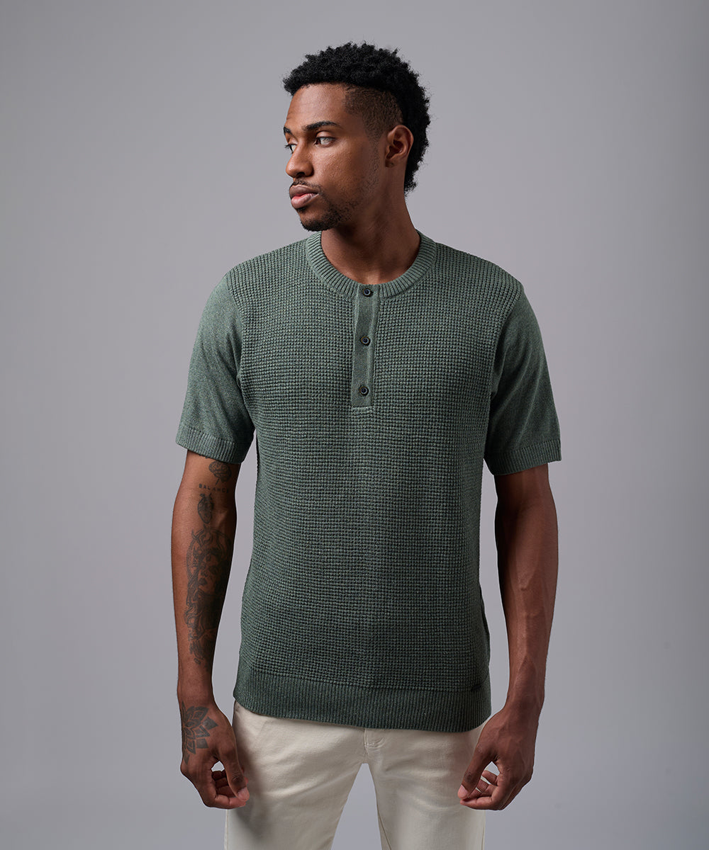 POLO MANGA CORTA TEJIDO PET CUELLO NERU VERDE OI25
