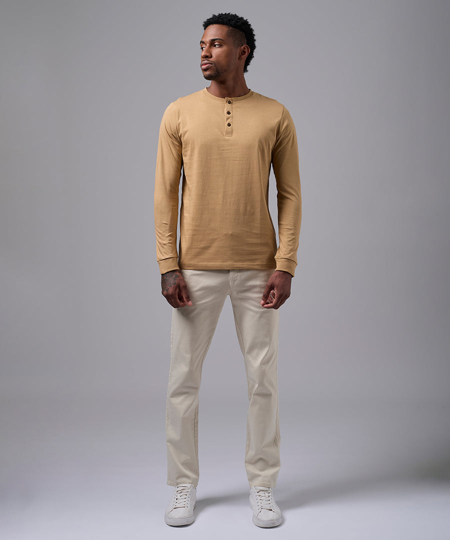 POLO MANGA LARGA JERSEY HENLEY CAMELLO OI25