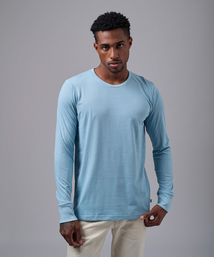POLO MANGA LARGA JERSEY OJAL EN PUÑO CELESTE OI25