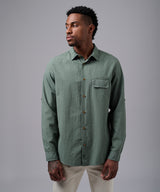 CAMISA MANGA LARGA SEERSUCKER CUELLO SPREAD CLASSIC FIT VERDE OI25