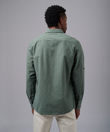 CAMISA MANGA LARGA SEERSUCKER CUELLO SPREAD CLASSIC FIT VERDE OI25