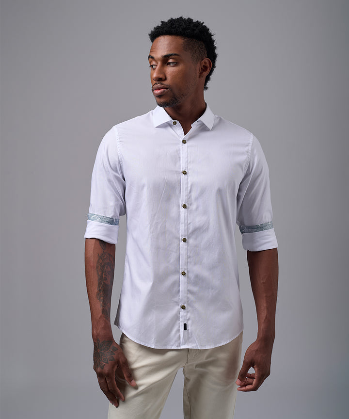 CAMISA MANGA LARGA PECHERA OJAL CLASSIC FIT BLANCO OI25