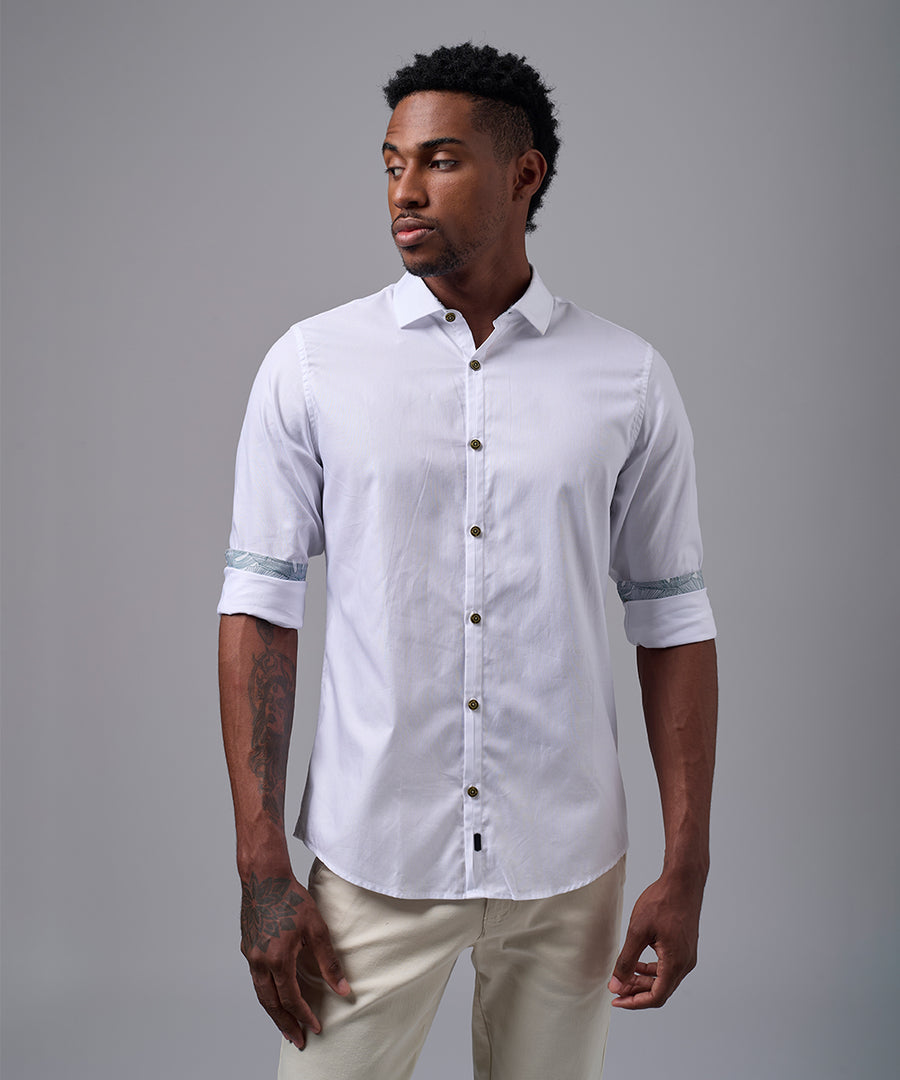 CAMISA MANGA LARGA PECHERA OJAL CLASSIC FIT BLANCO OI25
