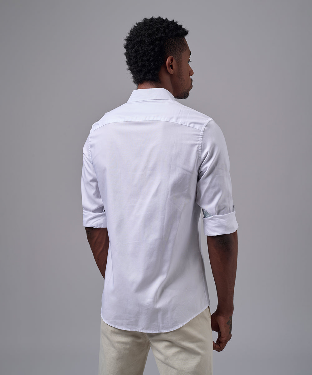 CAMISA MANGA LARGA PECHERA OJAL CLASSIC FIT BLANCO OI25