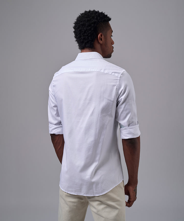 CAMISA MANGA LARGA PECHERA OJAL CLASSIC FIT BLANCO OI25