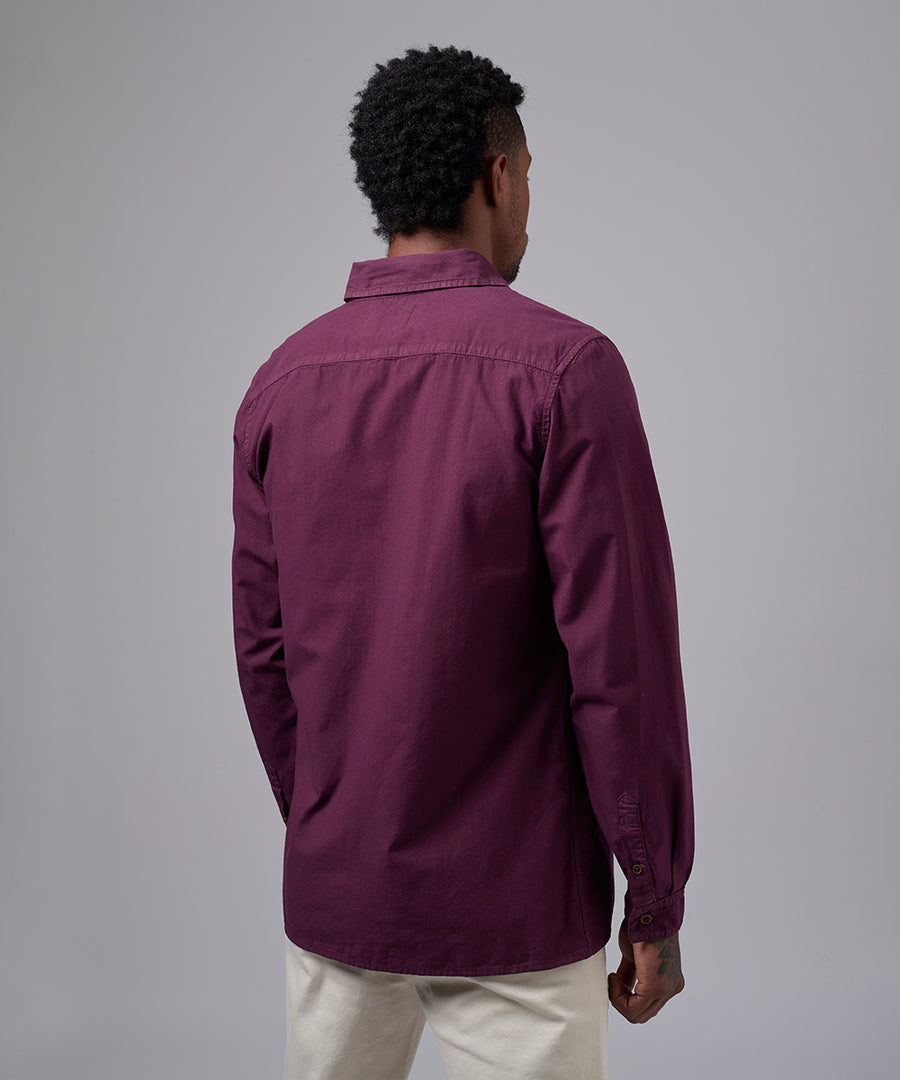 CAMISA MANGA LARGA TAFETA DOBLE BOLSILLO CLASSIC FIT GUINDA OI25