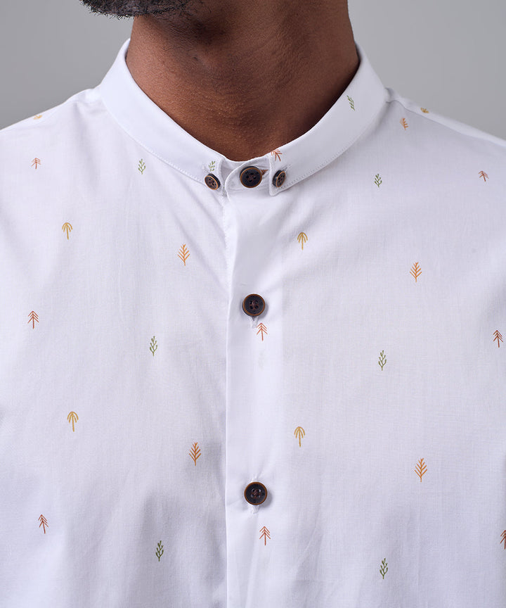 CAMISA MANGA LARGA CUELLO MICRO BUTTON DOWN SLIM FIT BLANCO ESTAMPADO OI25