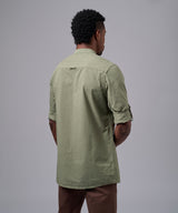 CAMISA MANGA LARGA DRILL CUELLO NERU C.BOTON CLASSIC FIT VERDE OI25