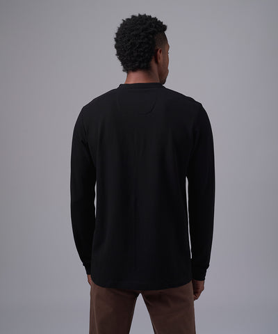 POLO MANGA LARGA PIQUE CUELLO NERU NEGRO OI25