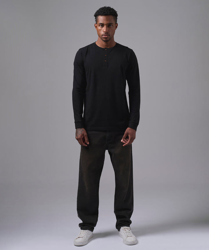 POLO MANGA LARGA JERSEY HENLEY NEGRO OI25