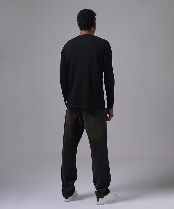 POLO MANGA LARGA JERSEY HENLEY NEGRO OI25