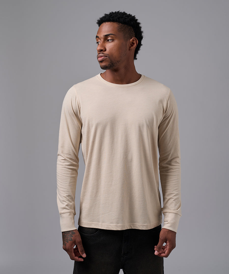 POLO MANGA LARGA JERSEY OJAL EN PUÑO BEIGE OI25