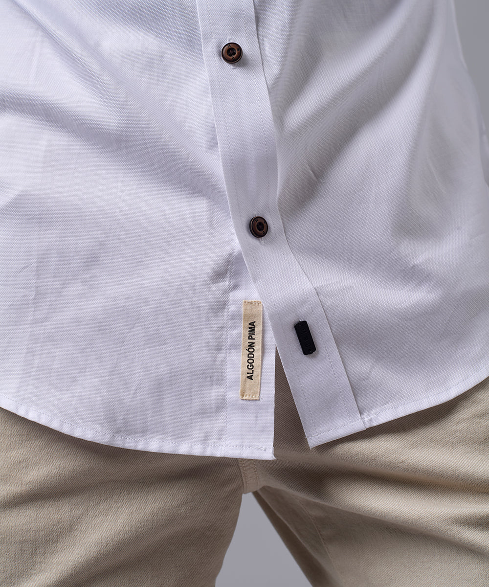 CAMISA MANGA LARGA CASUAL CUELLO NERU CLASSIC FIT BLANCO OI25