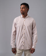CAMISA MANGA LARGA CUELLO CORTO REDONDEADO SLIM FIT CAMELLO OI25