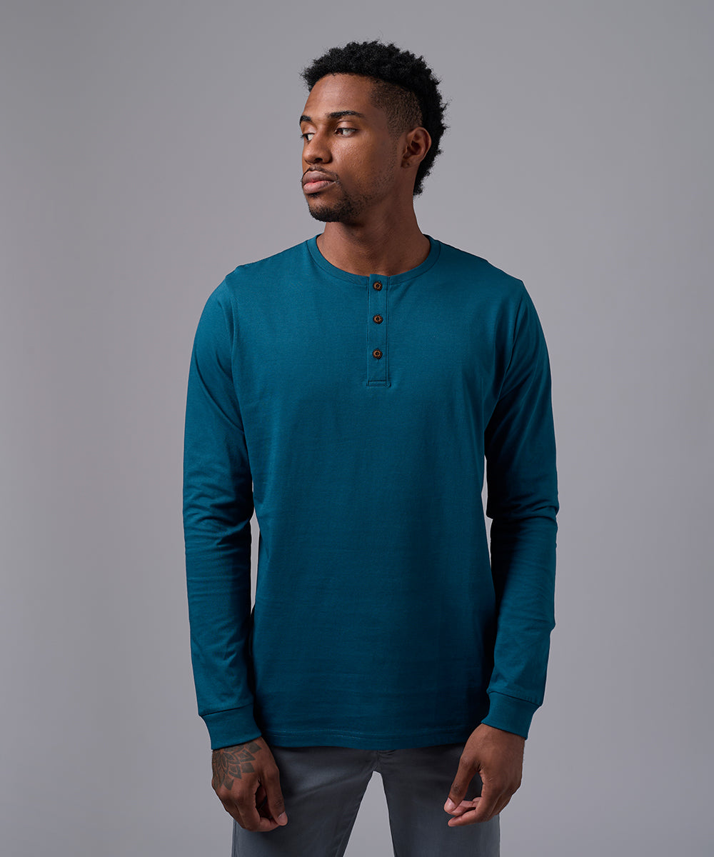 POLO MANGA LARGA JERSEY HENLEY COBALTO OI25