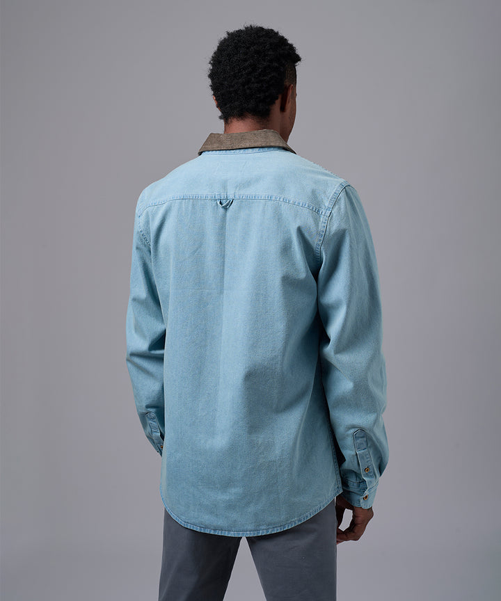CAMISA MANGA LARGA DENIM CORDUROY SOBRECAMISA CLASSIC FIT CELESTE OI25