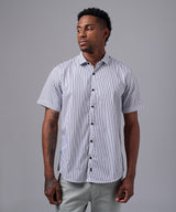 CAMISA MANGA CORTA PECHERA OJAL CLASSIC FIT AZUL A RAYAS OI25