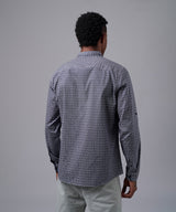 CAMISA MANGA LARGA CUELLO MICRO BUTTON DOWN CLASSIC FIT AZUL ESTAMPADO OI25