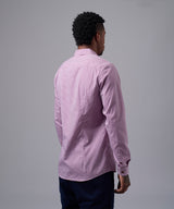 CAMISA MANGA LARGA PECHERA OJAL SLIM FIT GUINDA A CUADROS OI25