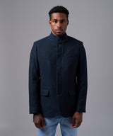 BLAZER LANA CUELLO NERU BOTONES OCULTOS AZUL OI25