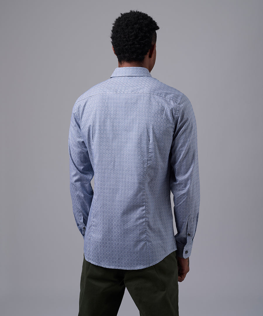 CAMISA MANGA LARGA CUELLO CON APLICACION BUTTON DOWN SLIM FIT VERDE CUADRO OI25